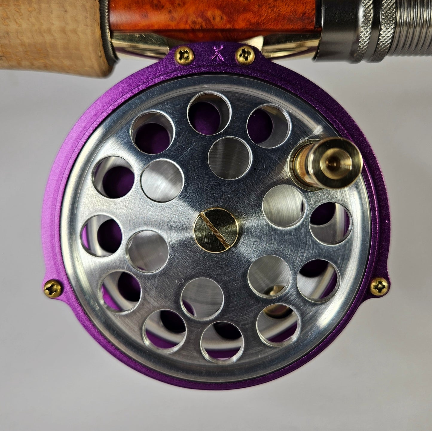 4/5 Raised pillar fly reel, purple with aluminium spool, RHW – perrin-reels